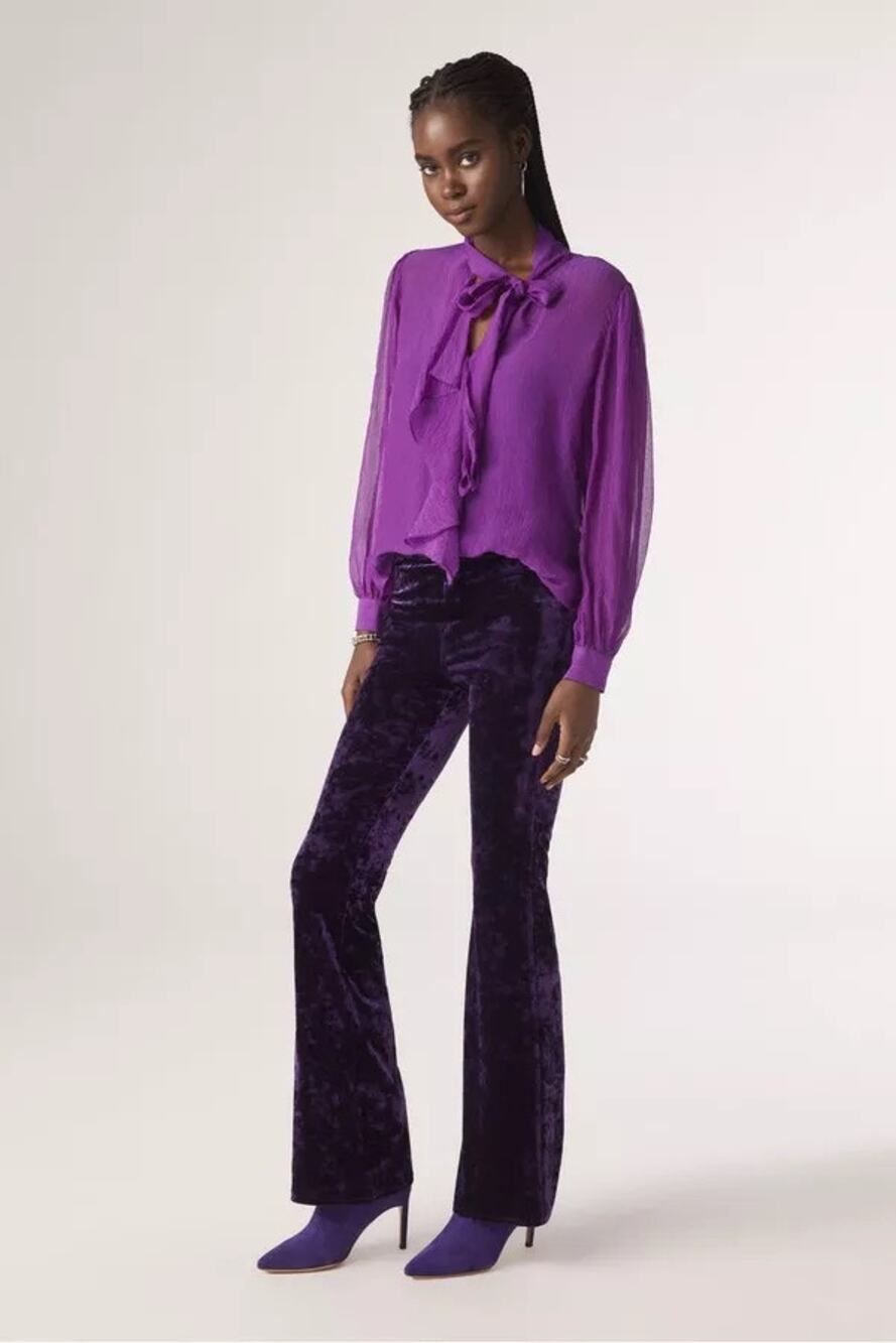 ba&sh Lolita Velvet Bootcut Pants Violet Size 38 US6 NWT Parisian Chic Statement
